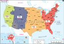 संयुक्त राज्य अमेरिका के समय क्षेत्र के मानचित्र